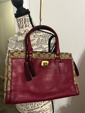 Coach Signature Legacy Chelsea Leather Satchel in Garnet